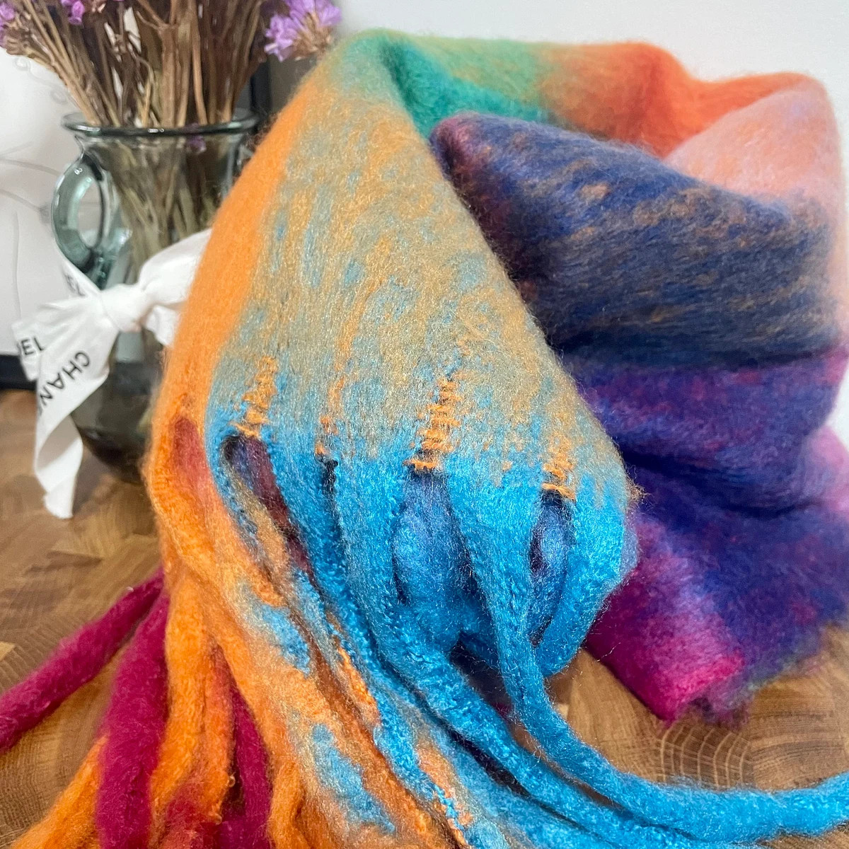 Multicheck Wool Blend Scarf: Festive Winter Colors | Etsy (US)