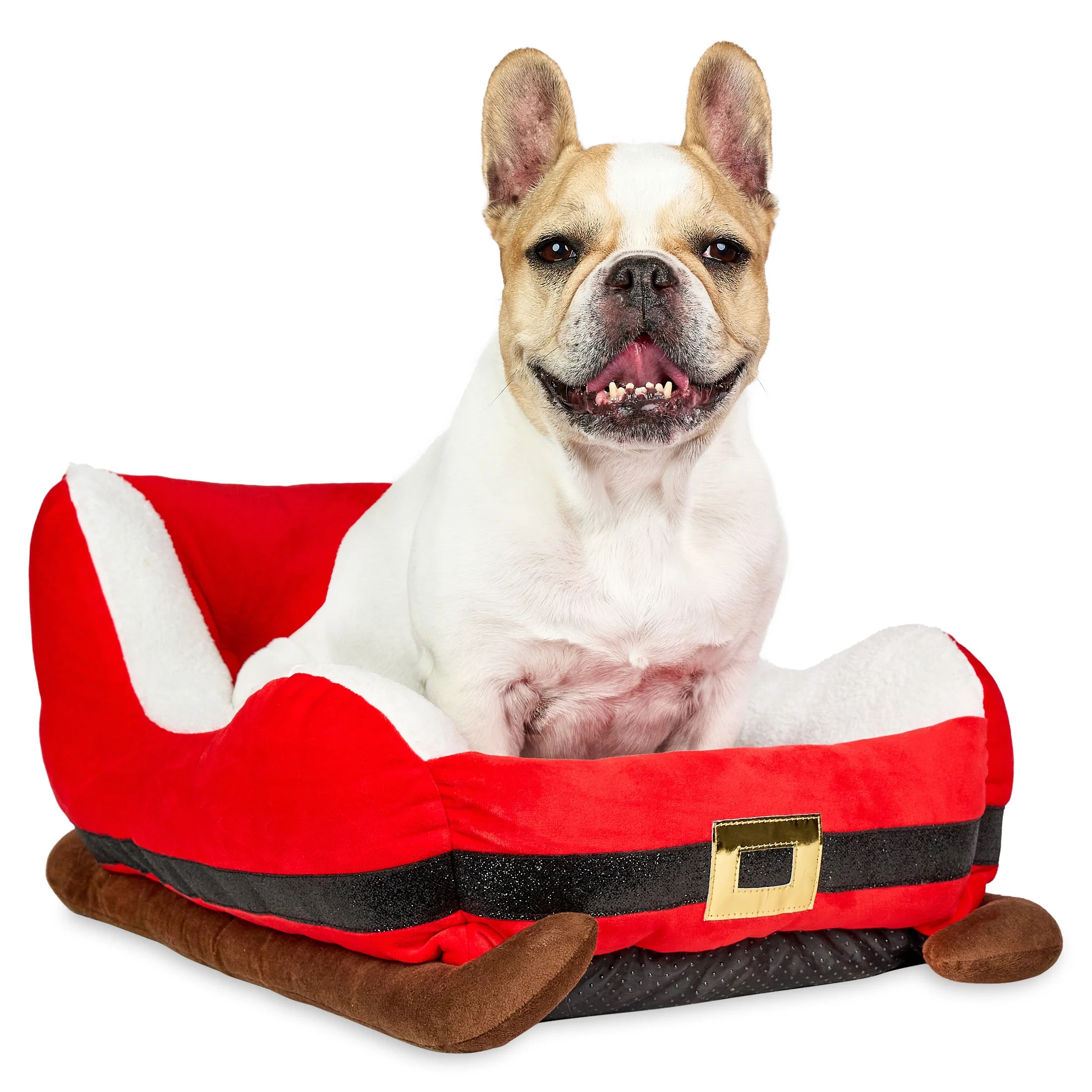 Vibrant Life Santa's Sleigh Small Holiday Pet Bed, Red and White, 19" x 16" x 11" | Walmart (US)