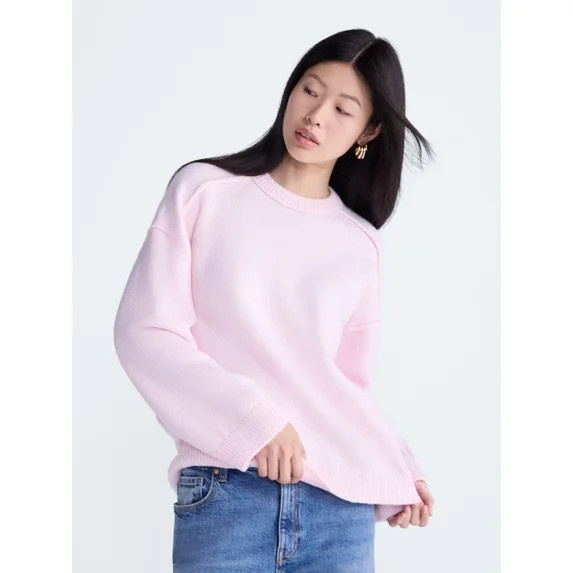 Scoop Women's Crewneck Seam Sweater, Sizes XS-XXL | Walmart (US)