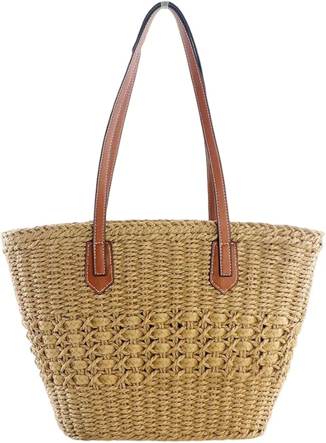 Women's Straw Hobo Bag Woven Shoulder Bag Large Totes Summer Travel Beach Handbag Handmade Purse | Amazon (US)