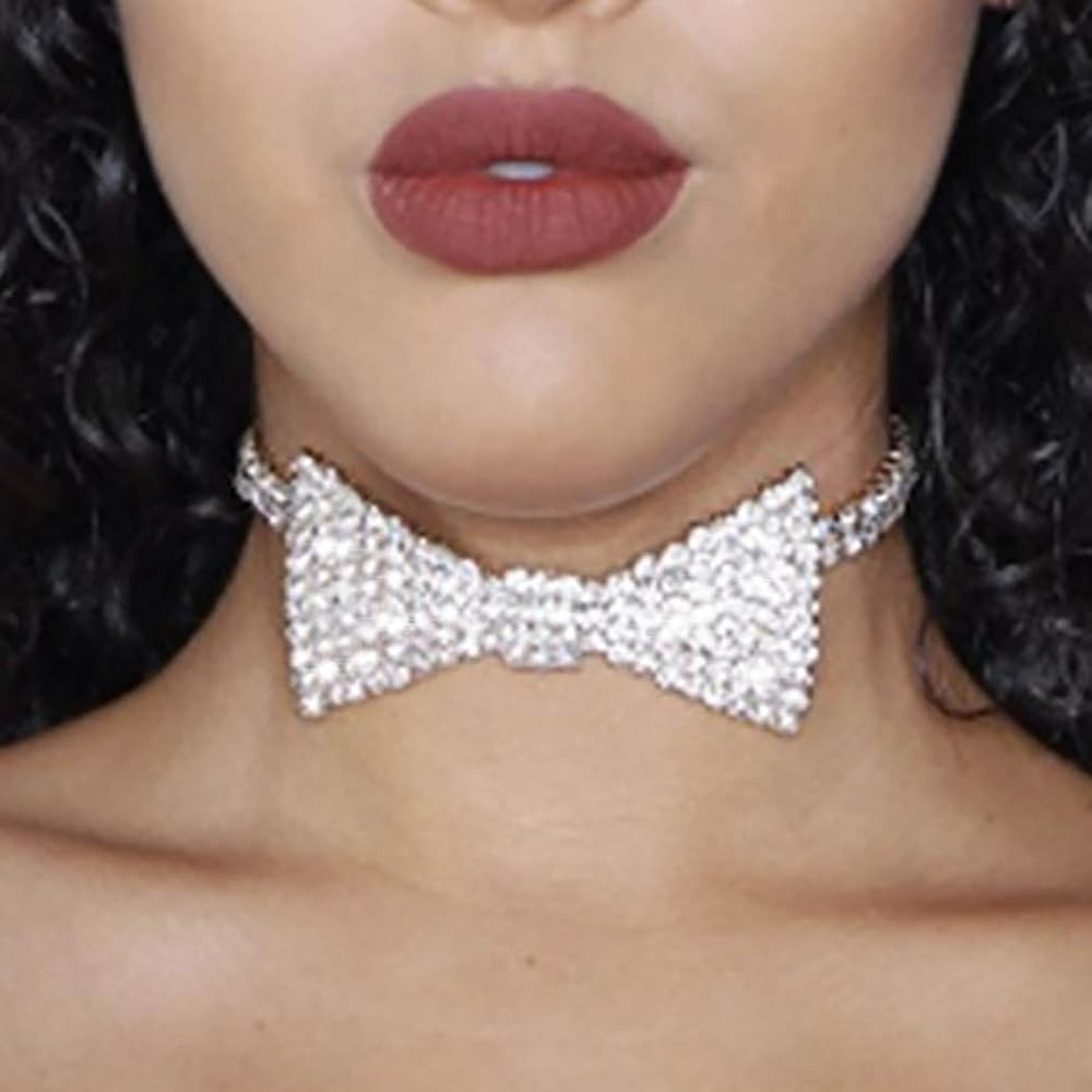 Sethain Boho Rhinestone Choker Necklace Silver Crystal bowknot Necklaces Party Jewelry Accessorie... | Amazon (US)