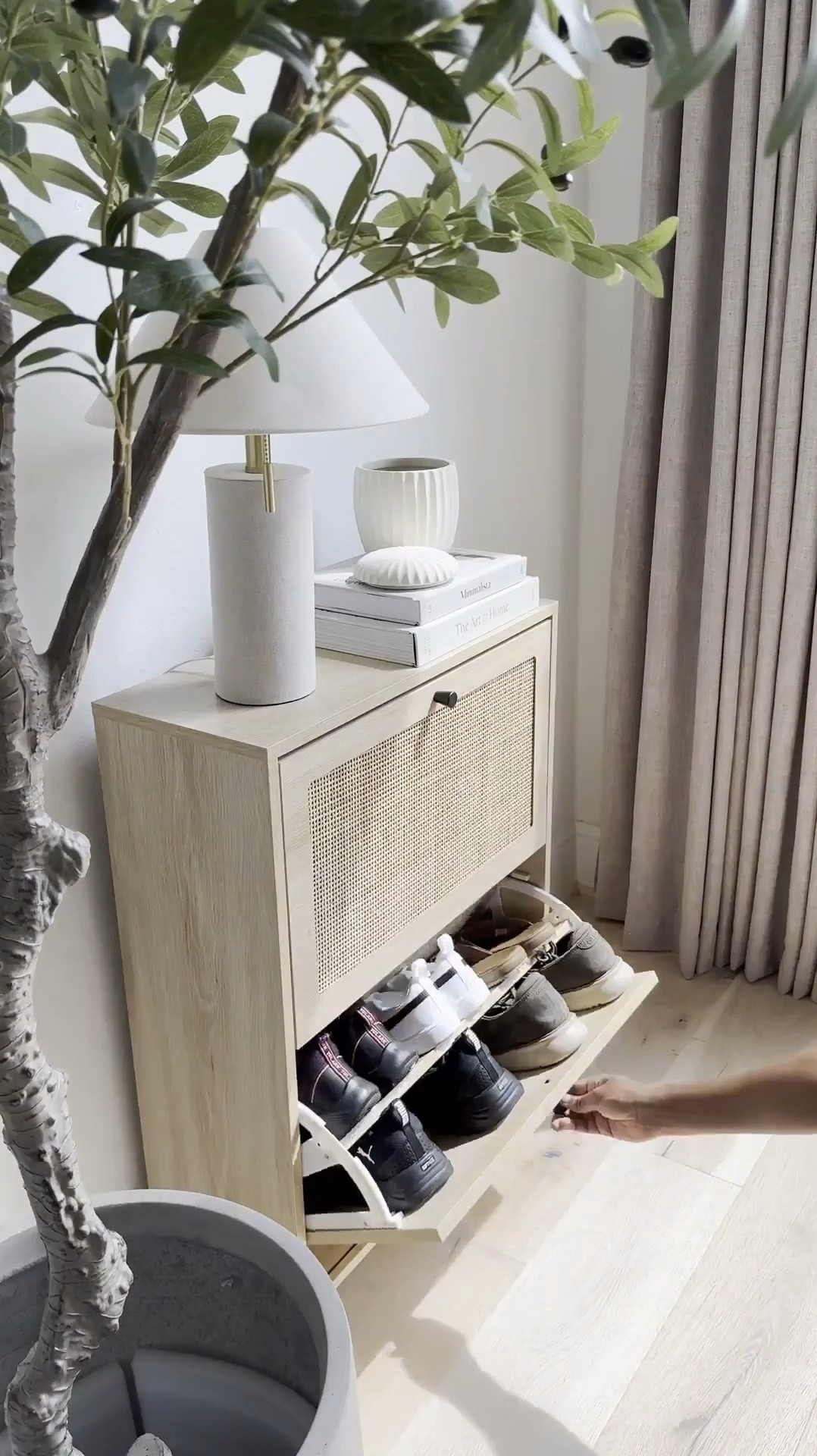 Double win! 🎉 Create an entryway that's both functional AND stylish! 💡 I'm obsessed with these slim stage cabinets - only 9 inches deep and 23 inches wide, making them perfect for cozy entryways. Plus, you can place them next to each other to create more space! 🎉 The best part? You can store your shoes sideways or forwards, whatever works best for you! 👠👡

#LTKStyleTip
#LTKHome #LTKSaleAlert