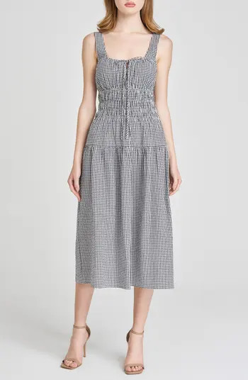 WAYF x Styled by COCO! Nina Smock Waist Seersucker Midi Dress | Nordstrom | Nordstrom