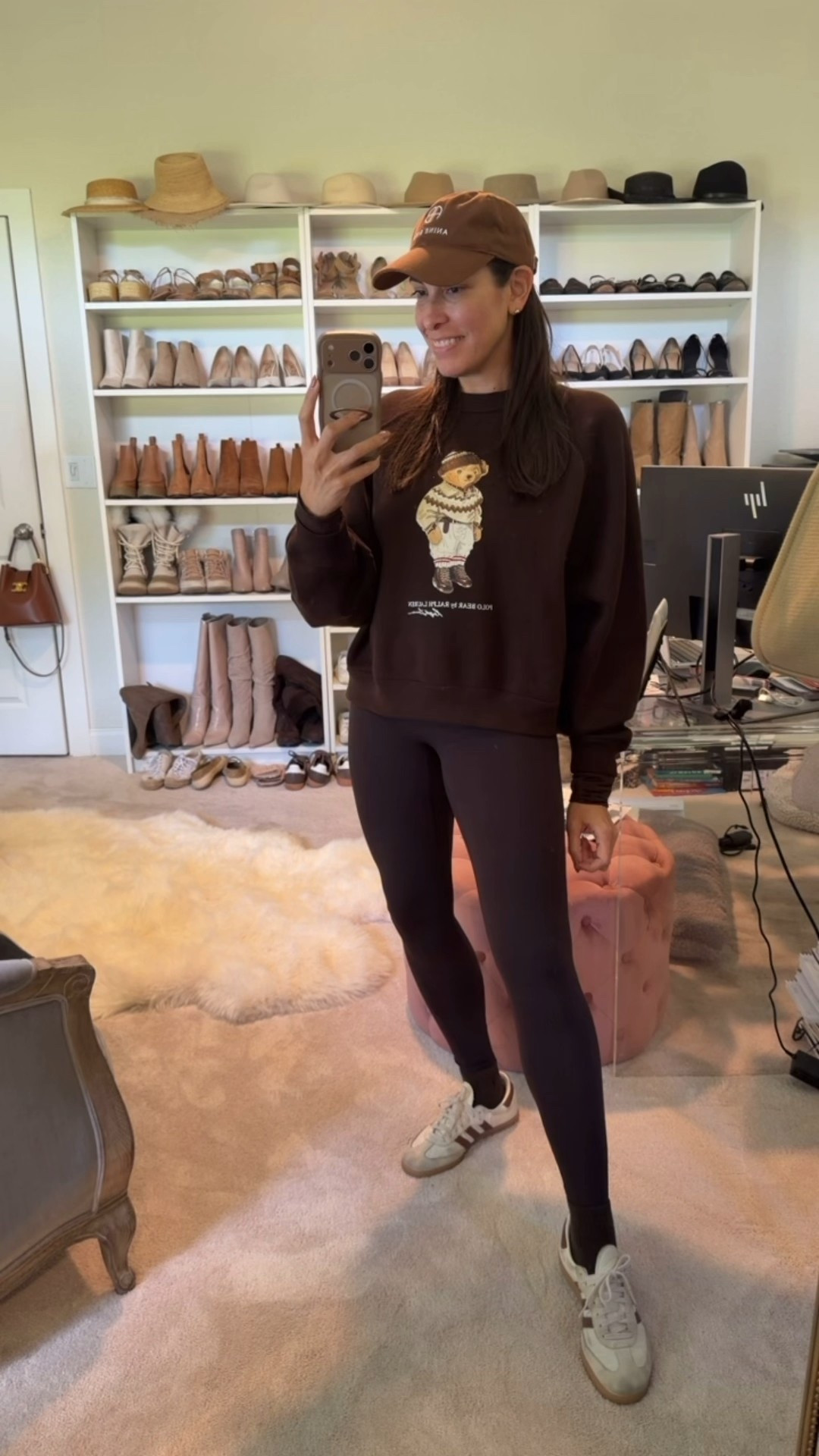 Brown workout outfit. 

Polo Ralph Lauren sweatshirt – size medium
Lululemon align no line leggings – size 8
Adidas samba 



#LTKootd #LTKActive #LTKgrwm