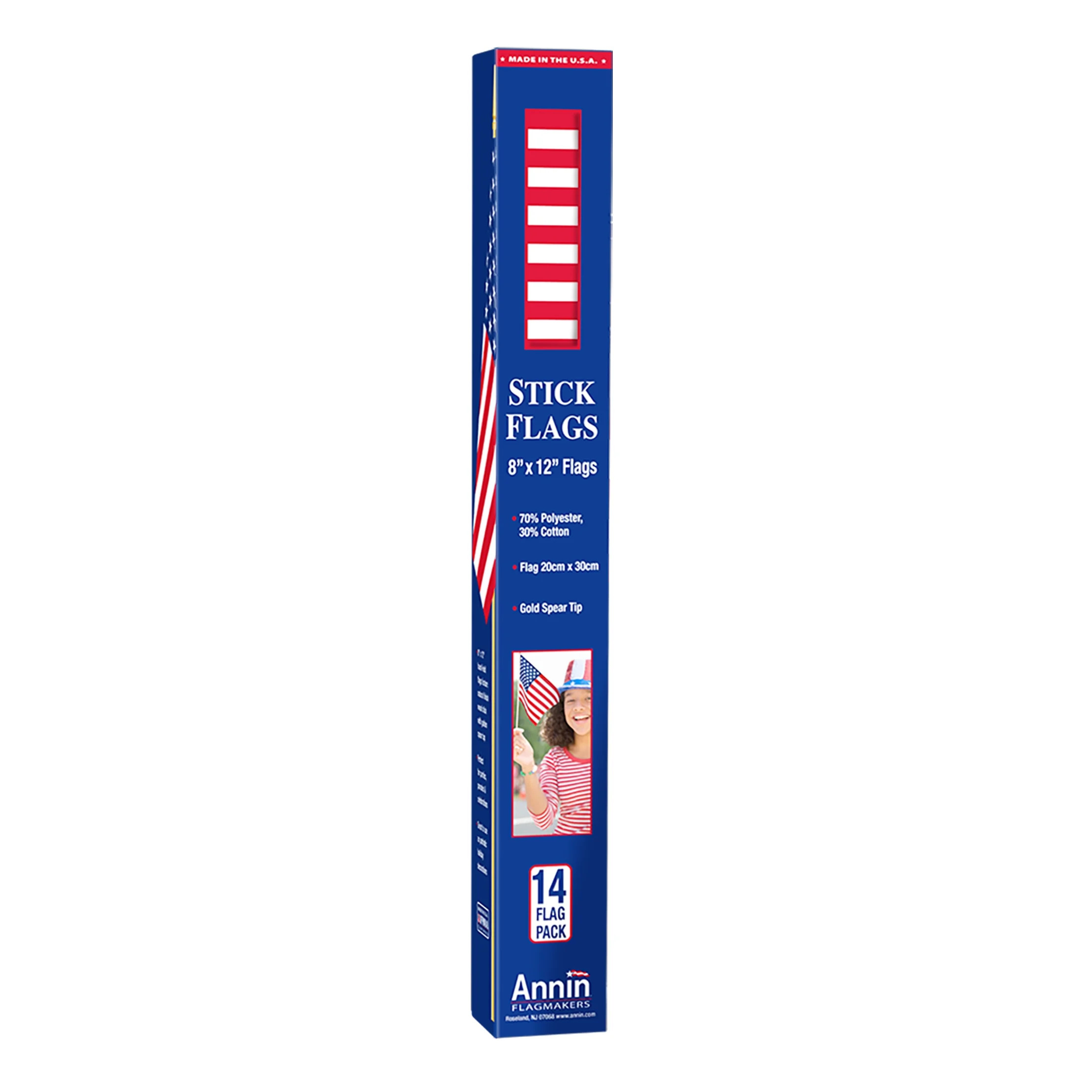 American Polycotton 8" x 12" Stick Flag with Gold Spear Top by Annin, 14-Pack | Walmart (US)