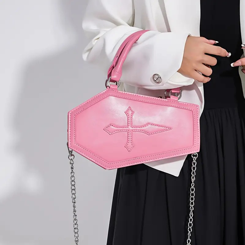 Cross Patched Coffin Shaped Bag Niche Y2k Zipper Shoulder - Temu | Temu Affiliate Program