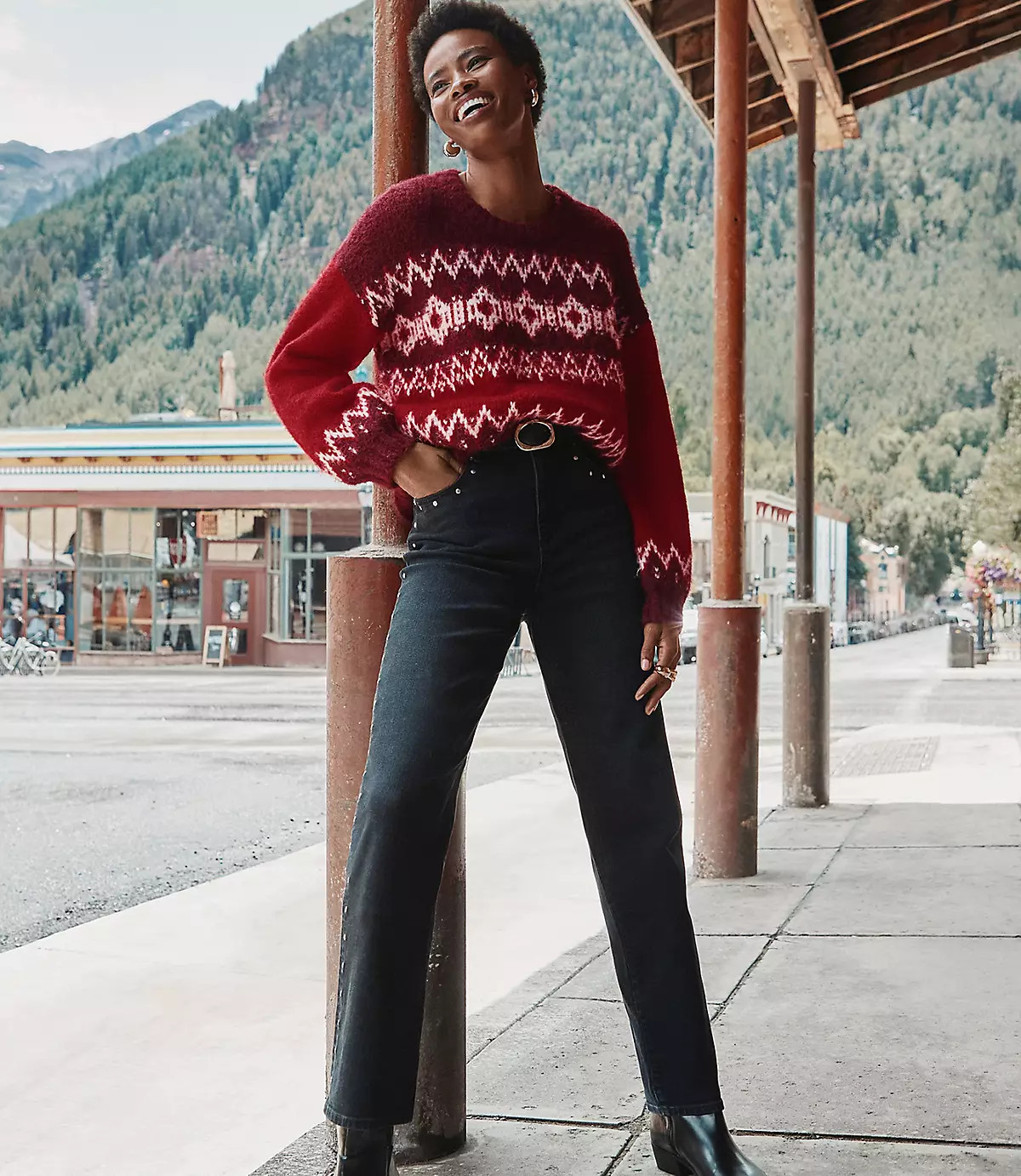 Studded High Rise Straight Jeans in Washed Black | LOFT