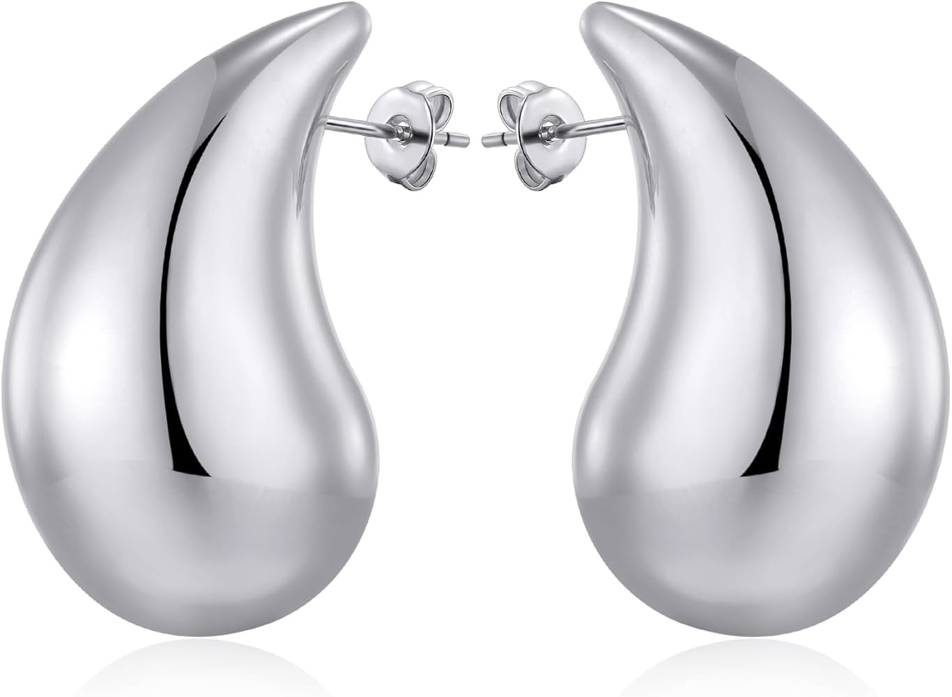 Chunky Gold Hoop Earrings for Women Lightweight 18K Gold Plated Hypoallergenic Waterdrop Hollow s... | Amazon (US)