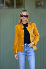 Mandarin Velvet Jacket - Saffron | Julia Amory