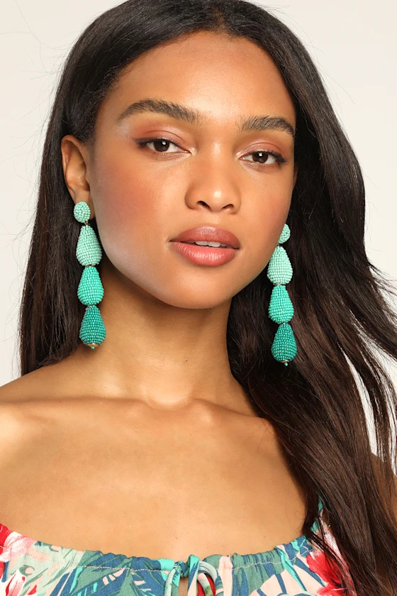 Spring Capture Teal Ombre Beaded Drop Earrings | Lulus (US)