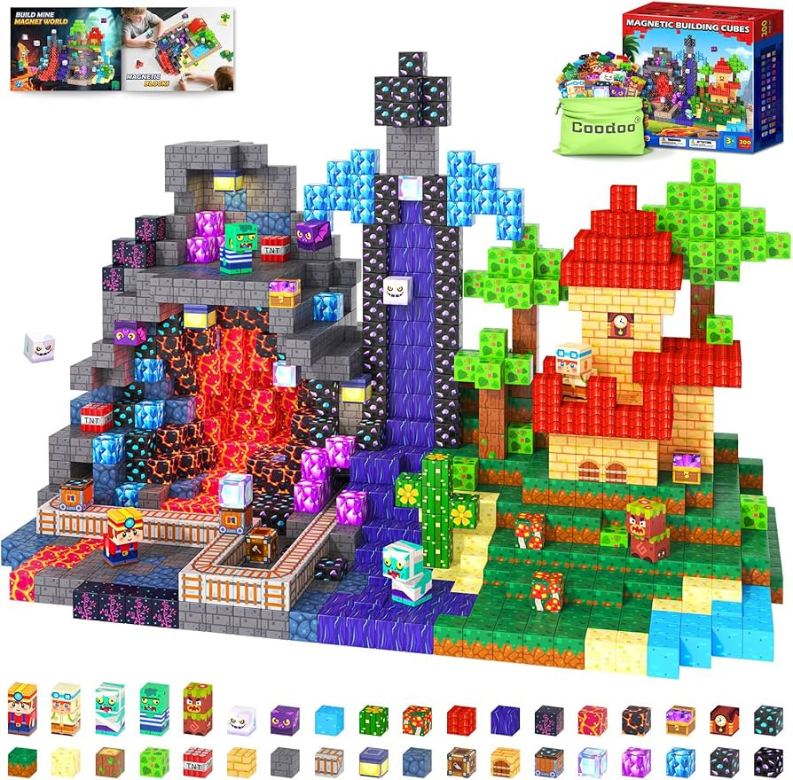 Coodoo 200 PCS Magnetic Blocks (0.8in) - Magnetic Building Blocks Magnet Toy Outdoor Sensory Todd... | Amazon (US)