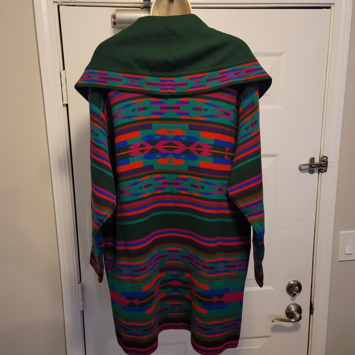 Vintage Southwest Aztec Navajo Womens Coat Long Jacket Medium Colorful Knit Wool  | eBay | eBay US