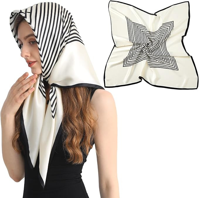 100% Mulberry Silk Head Scarf for Sleeping 35"x35" Square Silk Hair Scarf for Women Lightweight B... | Amazon (US)