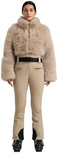 GSOU SNOW Women Ski Suit One Piece Snowsuit Snowboard Faux Fur Collar Slim Jumpsuit Jacket Insula... | Amazon (US)