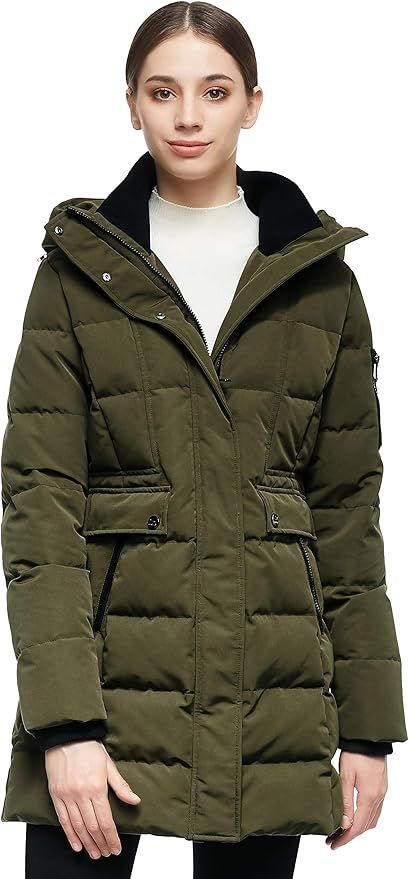 Orolay Women's Hooded Winter Down Coat Quilted Mid Length Puffer Jacket | Amazon (US)