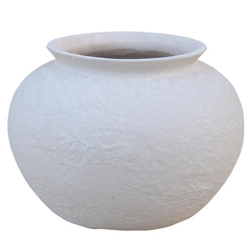 Shiloh French Country Natural White Paper Mache Pot | Kathy Kuo Home