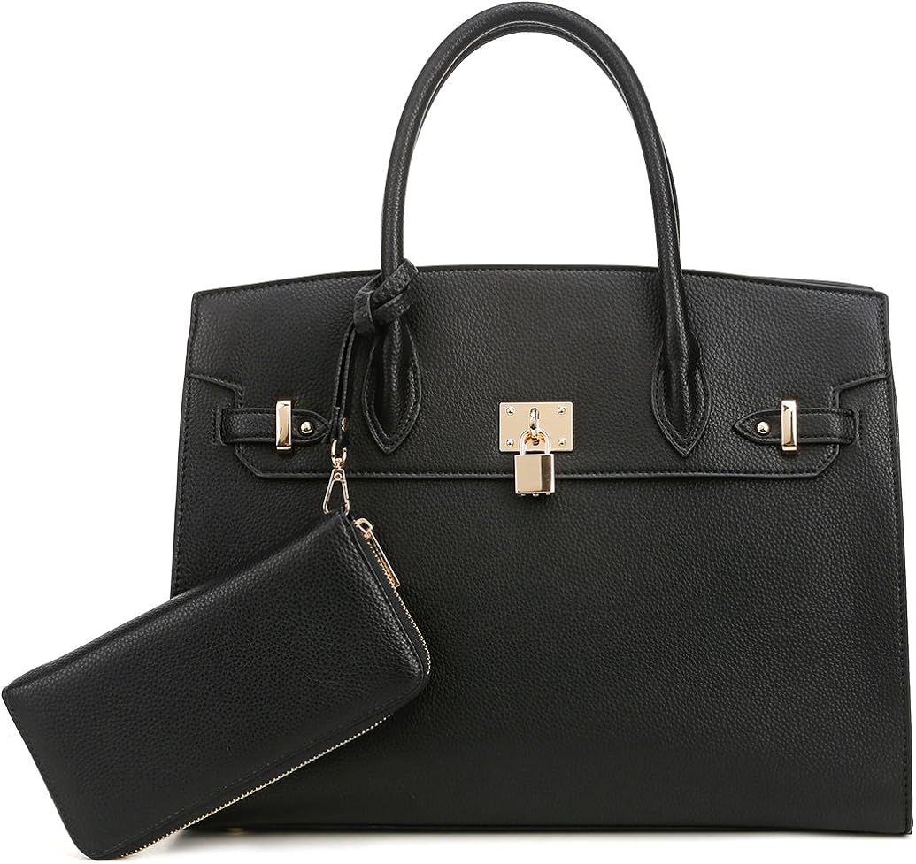 DELUXITY Women's Designer Top Handle Satchel Handbag Tote Bag Briefcase 2pc set | Amazon (US)