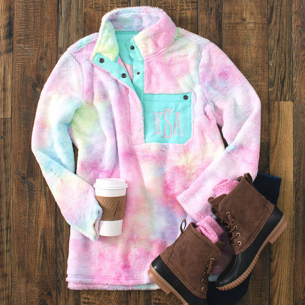 Monogrammed Tie Dye Sherpa Pullover | Marleylilly