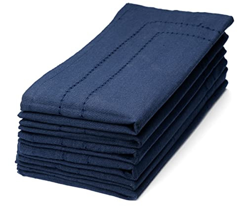 Navy Blue Napkins Cloth, Hanukkah Blue Cotton Napkins, Set of 6, Double Hemstitch Napkins, 100% Cotton, Washable, Soft, Dining Table Napkins Cloth for Lunch, Restaurant, Weddings, Parties 20x20 | Amazon (US)