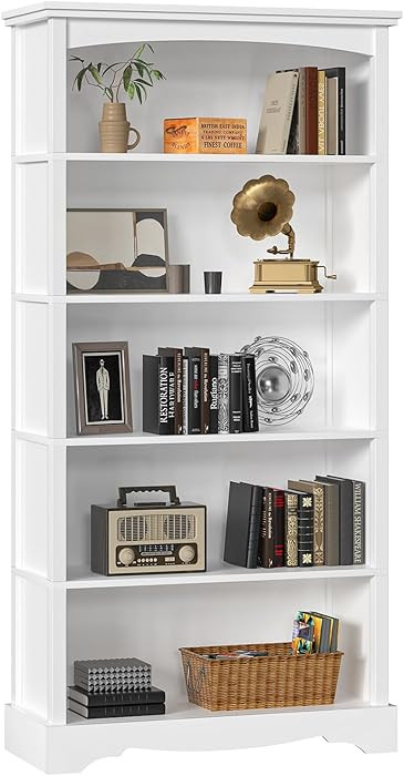 TVU 5-Tier Wooden Bookshelf, 65 Inch Tall Bookshelf with Storage, Floor Standing Modern Style Dis... | Amazon (US)