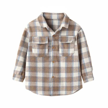 TUOBARR Toddler Flannel Shirt Jacket Plaid Long Sleeve Lapel Button Down Shacket Kids Boys Girls Shi | Walmart (US)