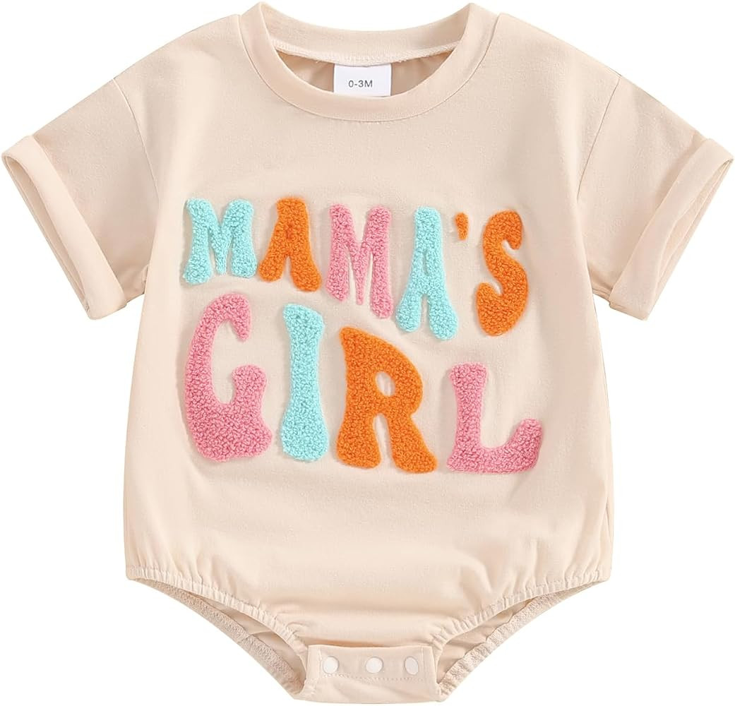 Rtnnsbbfcm Newborn Baby Boy Girl Summer Clothes Short Sleeve Fuzzy Letter Embroidery Crewneck Bub... | Amazon (US)