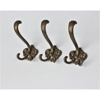 Vintage Brass Wall Hook A Set Of Three Hangers Clothes Bathroom Kitchen Towels | Etsy (US)