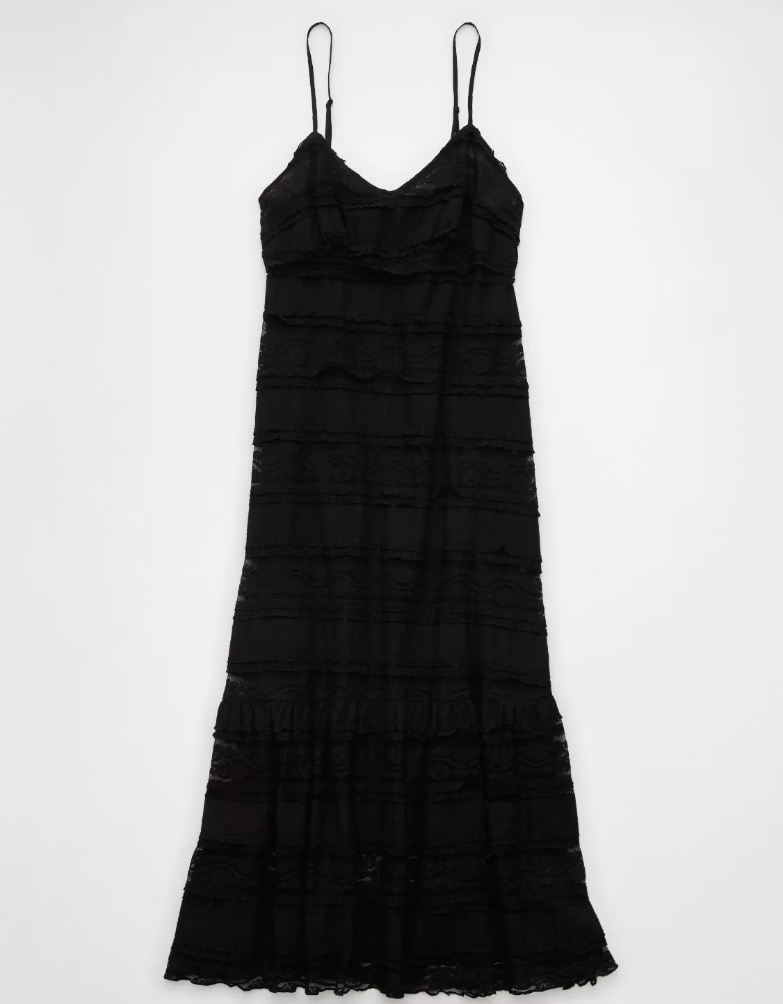 AE Lace V-Neck Tiered Midi Dress | American Eagle Outfitters (US & CA)