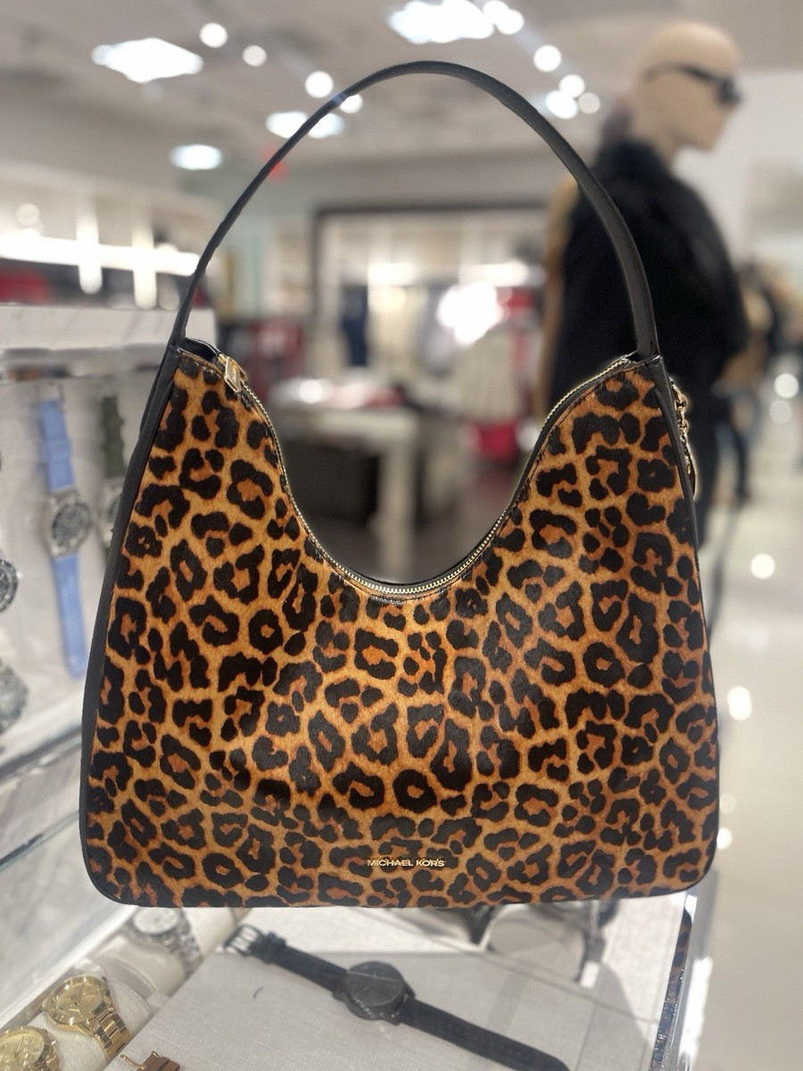 MICHAEL KORS Nayla Medium Leopard Print Calf Hair Shoulder Bag NWT | eBay US