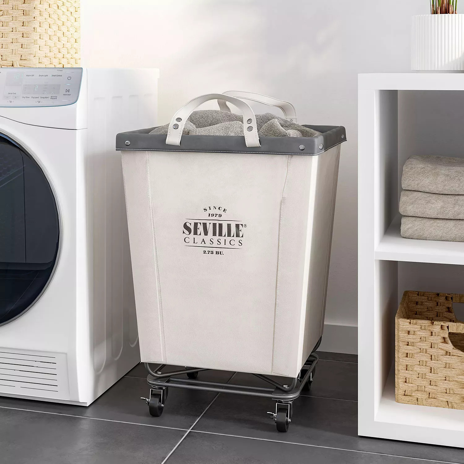 Seville Classics Commercial Heavy-Duty Rolling Laundry Hamper, 18.25" W x 18.25" D x 27.5" H | Sam's Club