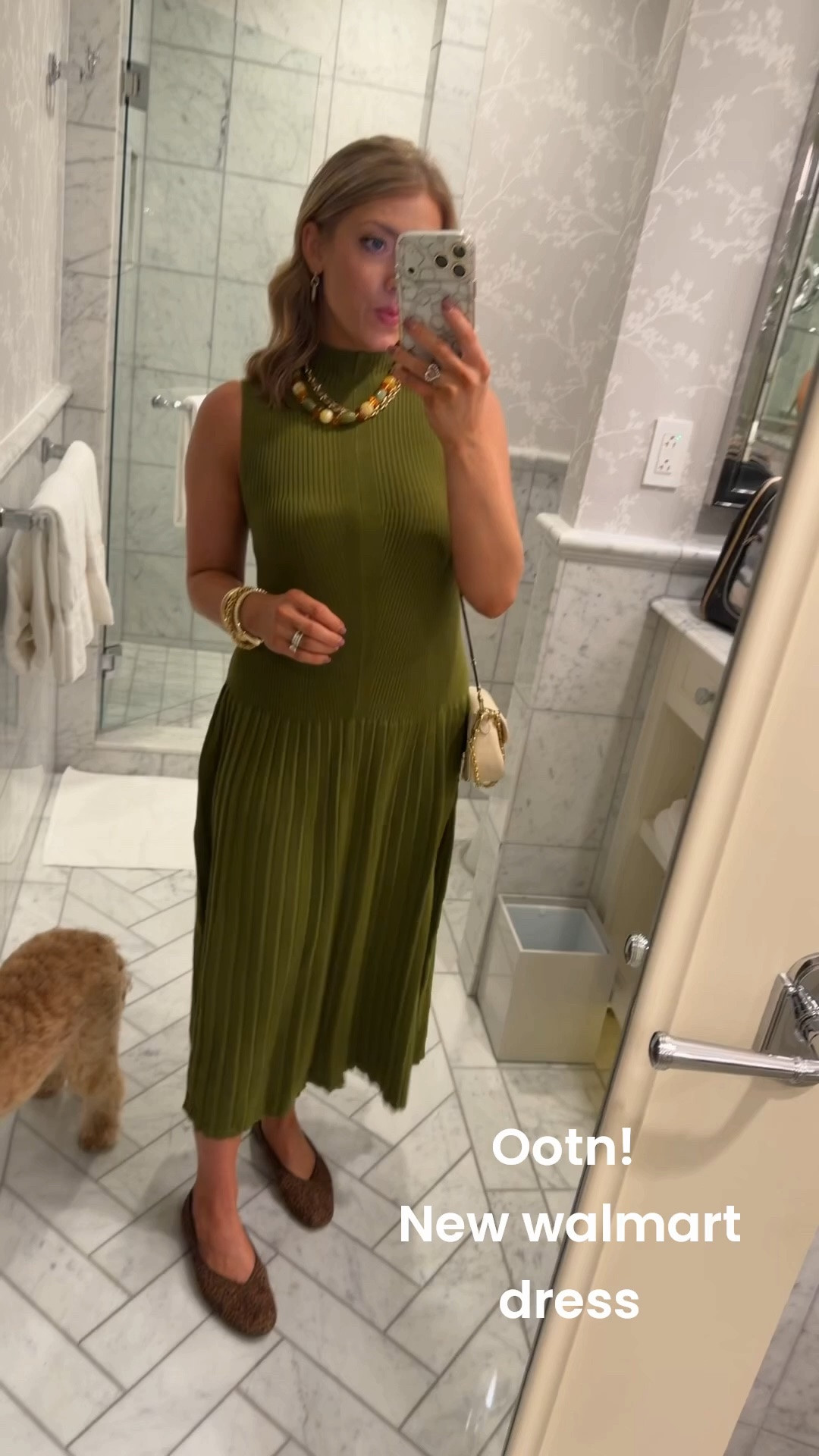 OOTN 💚 This new Walmart dress is such a good find! The olive green knit, pleated skirt, and midi length make it feel so elevated while still being easy to wear. I paired it with Walmart leopard print flats for a little pop of print, plus mostly Walmart jewelry to finish the look. Such a cute Walmart outfit idea for dinner, date night, church, work, or any fall occasion! 🍂✨

#WalmartFashion #WalmartFinds #WalmartStyle #WalmartDress #WalmartFashionFinds #AffordableFashion #AffordableStyle #FallFashion #FallOutfit #FallOutfitIdeas #OOTN #OutfitOfTheNight #MidiDress #GreenDress #LeopardFlats #LeopardPrint #FallDress #WomensFashion #PetiteFashion #DateNightOutfit

#LTKootd #LTKPetite