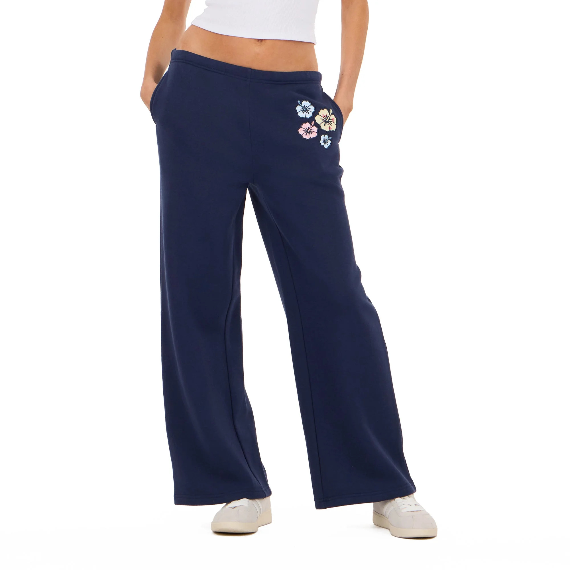 Forever 21 Women’s Wide Leg Jogger Pants with Patch Details, Relaxed Fit Casual Sweatpants for ... | Walmart (US)