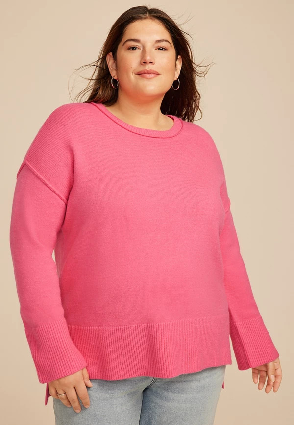 Plus Size Crew Neck Step Hem Sweater | Maurices