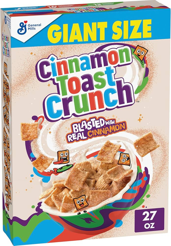 Cinnamon Toast Crunch Breakfast Cereal, Crispy Cinnamon Cereal, Giant Size, 27 oz | Amazon (US)
