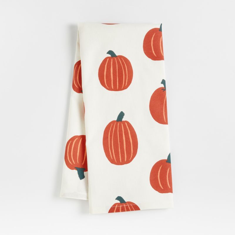 Pumpkin Printed Kitchen Towel | Crate & Barrel | Crate & Barrel