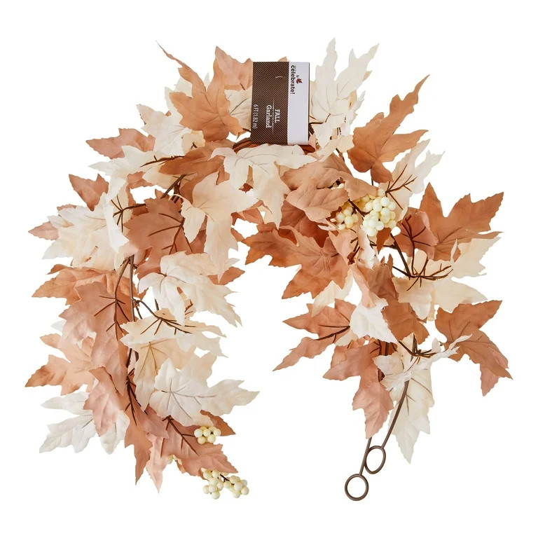 Maple & Oak Leaf Garland Decor, Cream & Tan, 6', Fall by Way To Celebrate | Walmart (US)