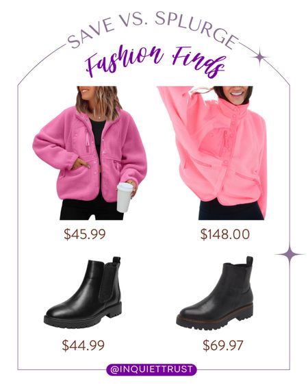 Be fashionable while staying on your budget with these pink jackets and leather boots alternatives!
#affordablefashion #savevssplurge #shoeinspo #winterclothes

#LTKshoecrush #LTKstyletip #LTKSeasonal