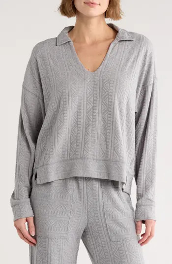 Textured Long Sleeve Sweater Polo | Nordstrom Rack