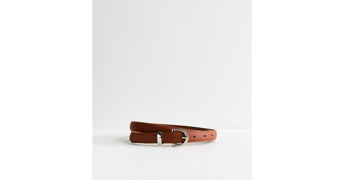 Tan Skinny Faux Leather Belt | New Look | New Look (UK)