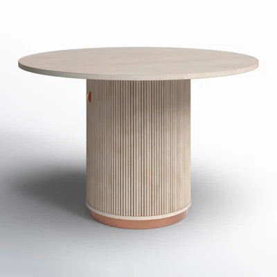 Zanzibar Round Solid Wood Fluted Dining Table with Storage | Wayfair North America