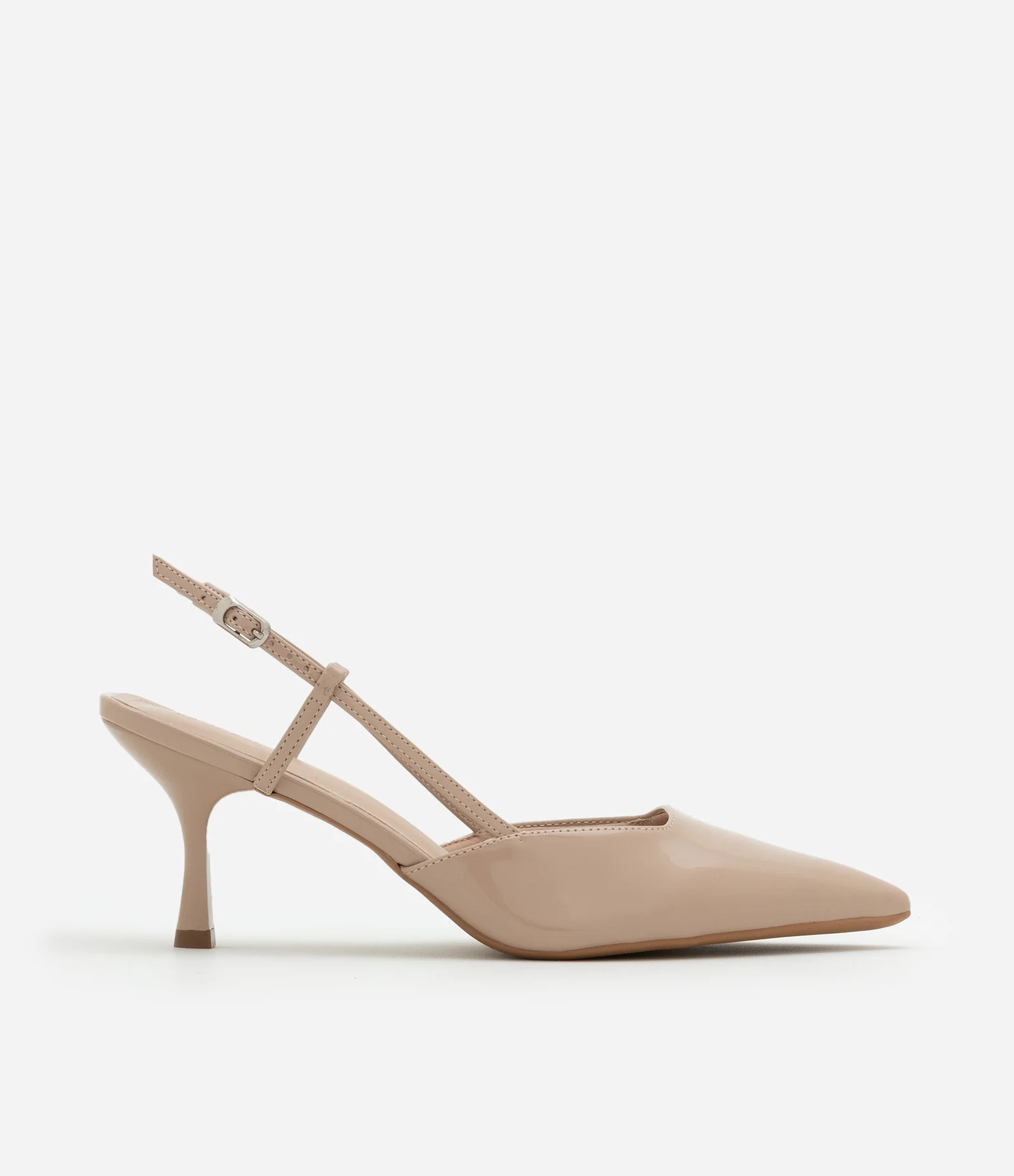 Sapato Scarpin Slingback Envernizado e Sola Quadrada Bege - Lojas Renner | Renner (BR)