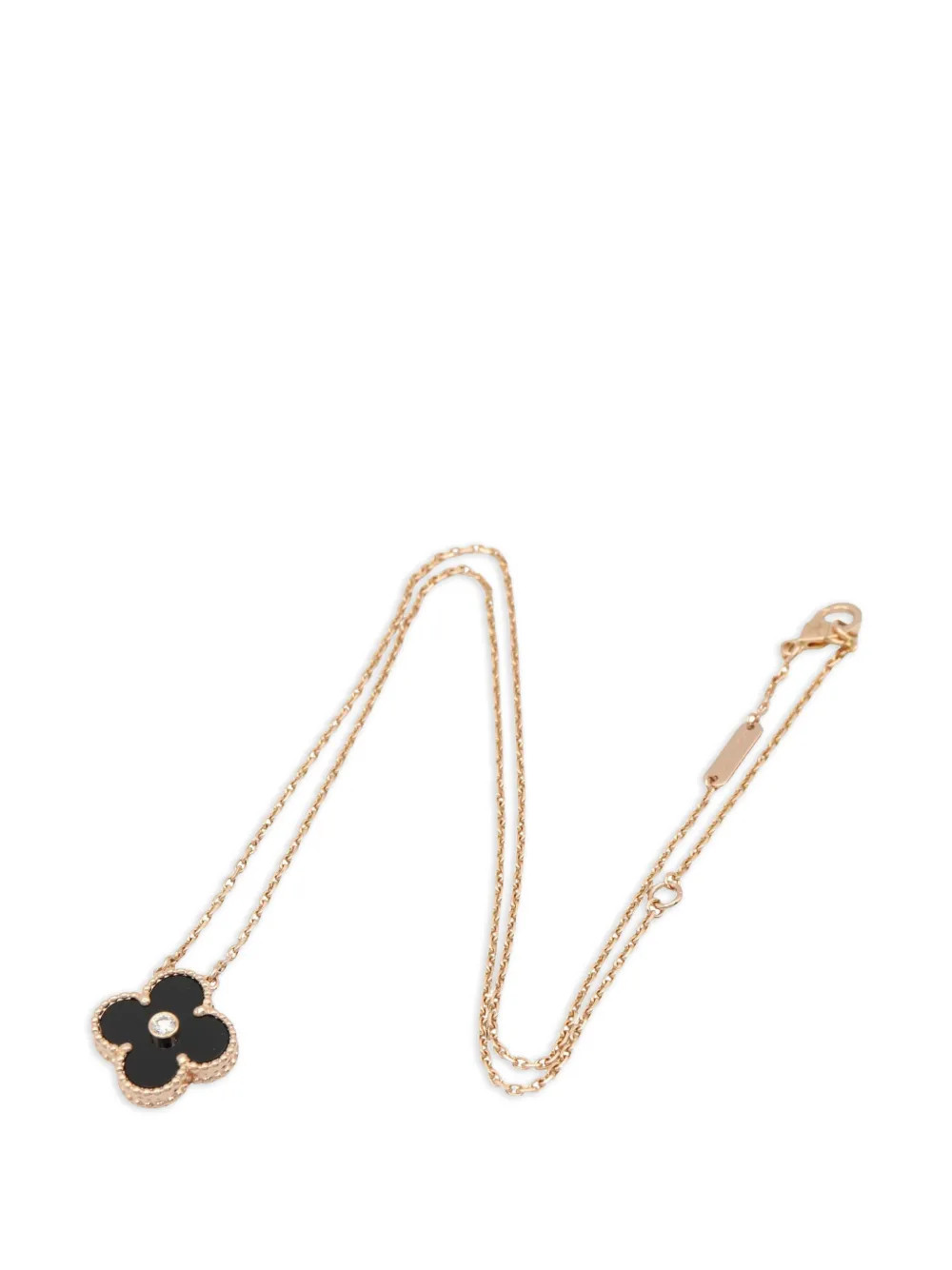 Van Cleef & Arpels Pre-Owned 2010s Vintage Alhambra onyx necklace - Pink | Farfetch Global