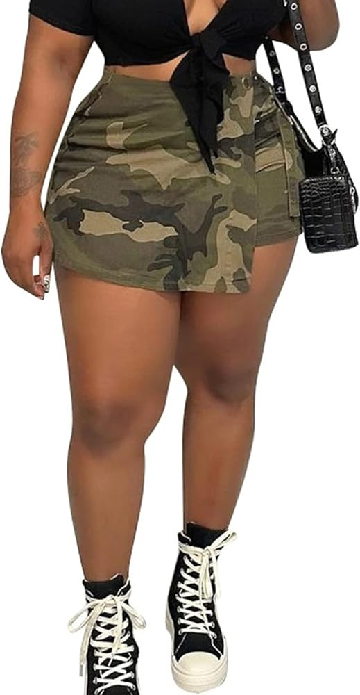 Famnbro Women Camo Shorts Slim Fit Camouflage Cargo Shorts Casual Army Fatigue Shorts with Pocket... | Amazon (US)