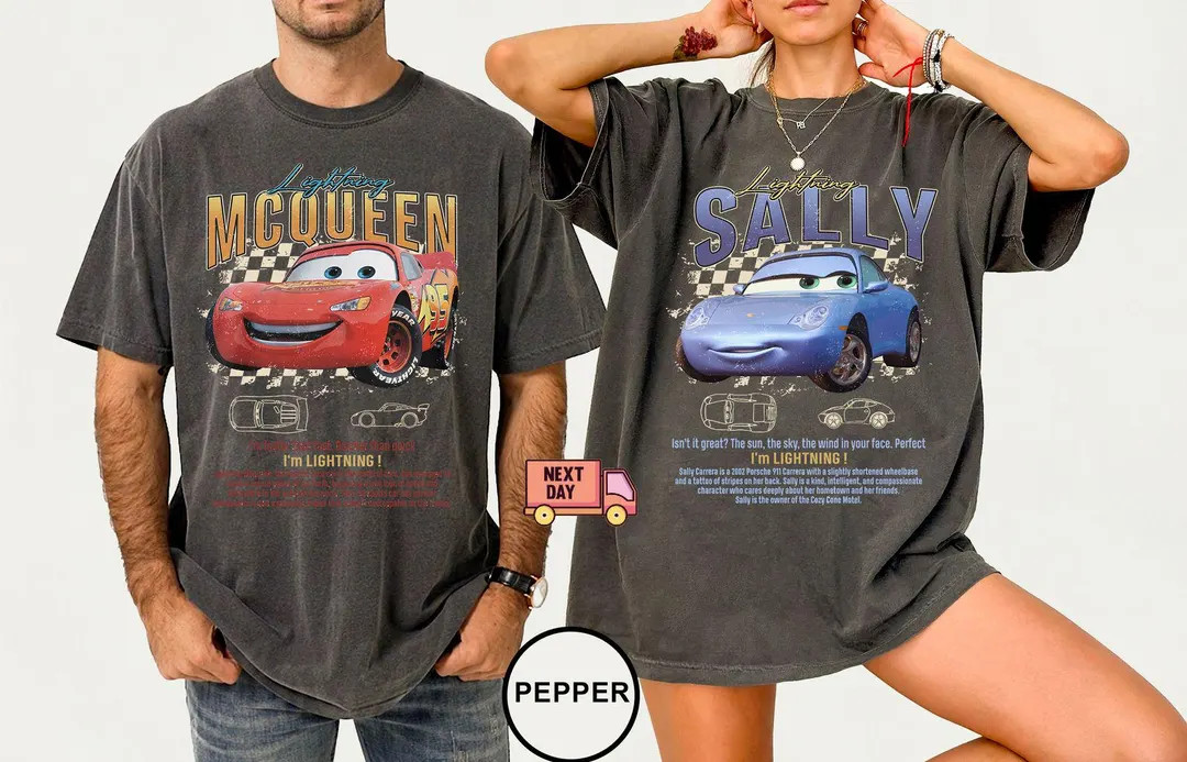 Vintage Cars Matching Shirt: Lightning Mcqueen & Sally Couple Tee - Etsy | Etsy (US)