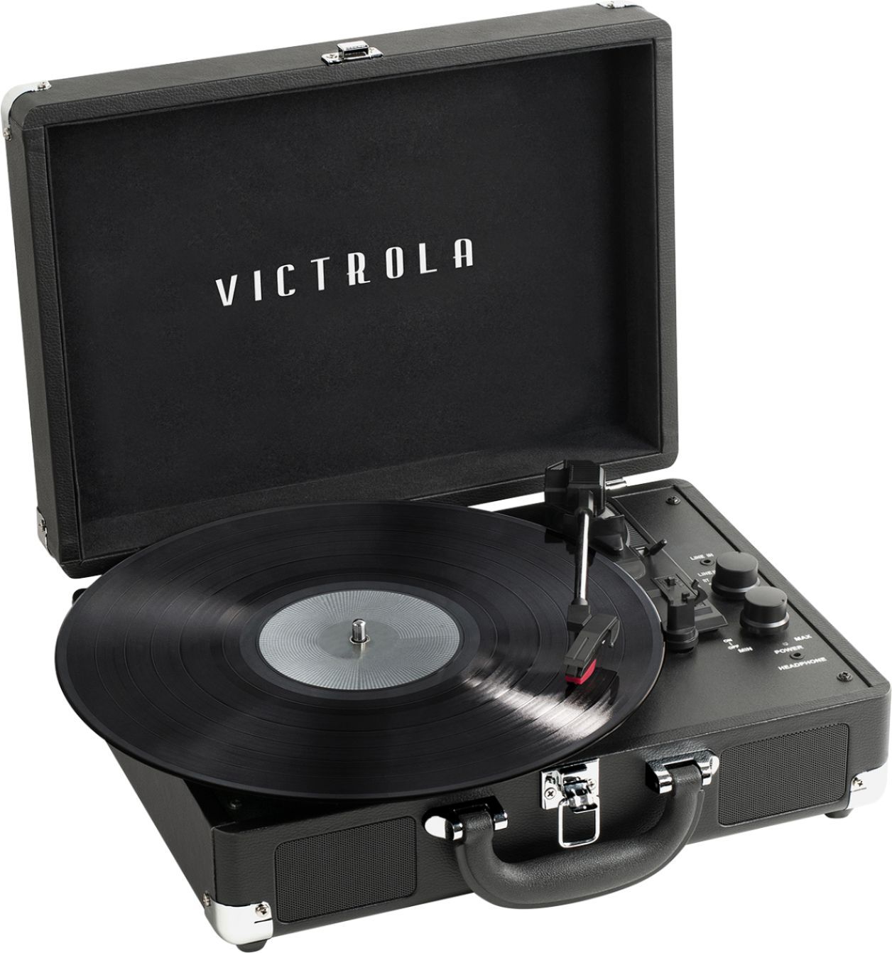 Victrola Journey BT in and Out Suitcase turntable- with needle & Cloth Bundle Black VSC-500SB-BLK... | Best Buy U.S.