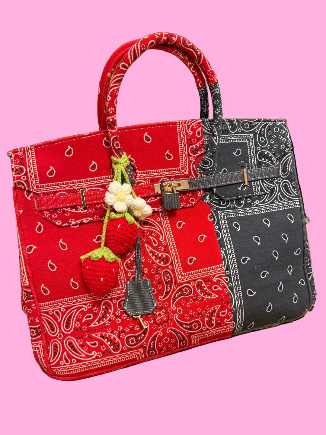 The Designer Signature Tote - Scarlet & Gunmetal | Teggy French