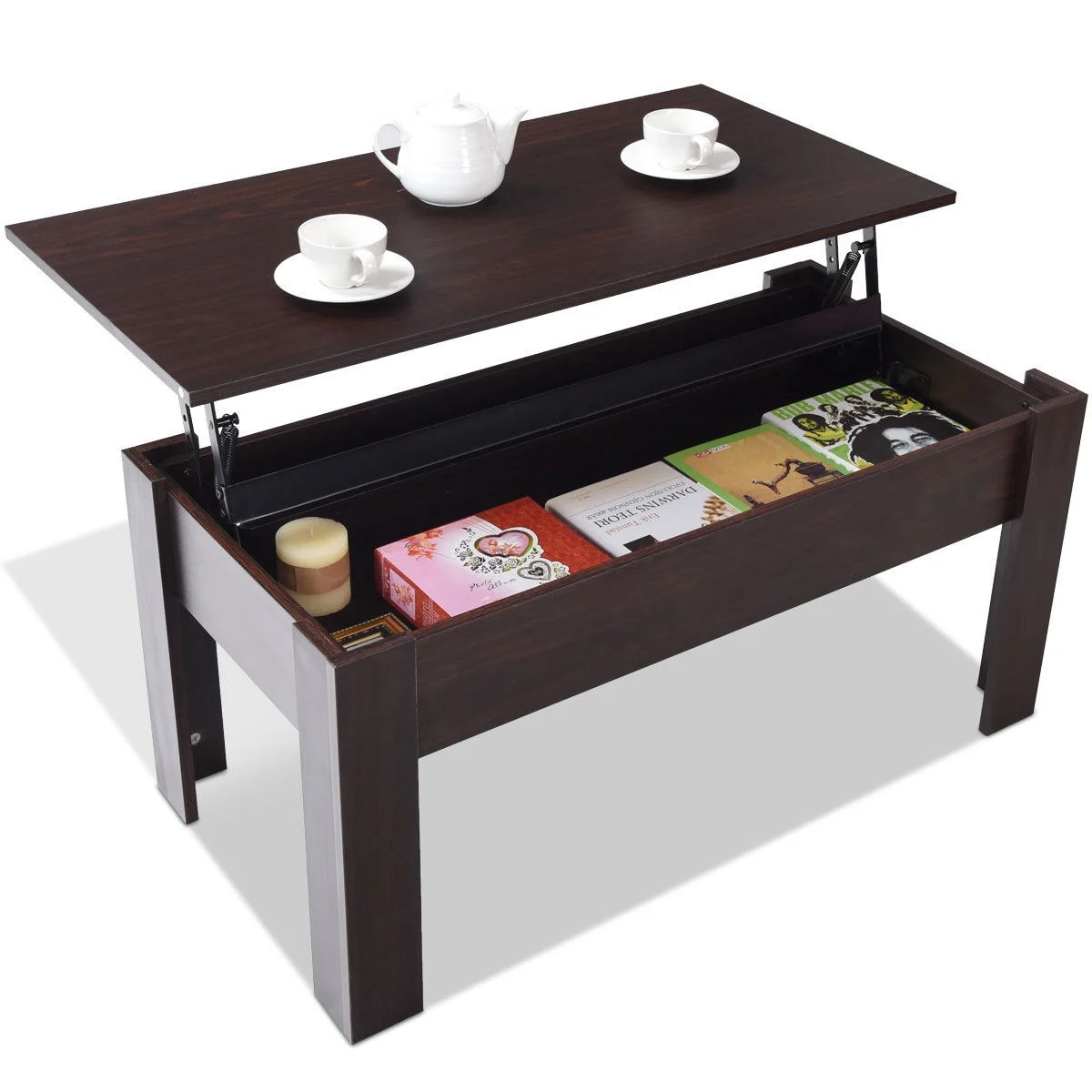 GHP Shaving Board Lift-Up Mechanism Coffee Table with Hidden Storage Compartment | Walmart (US)