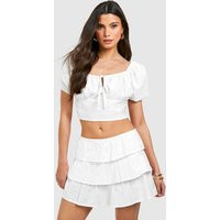 Womens Ruffle Tiered Mini Skirt - White - 6 | boohoo (US & Canada)