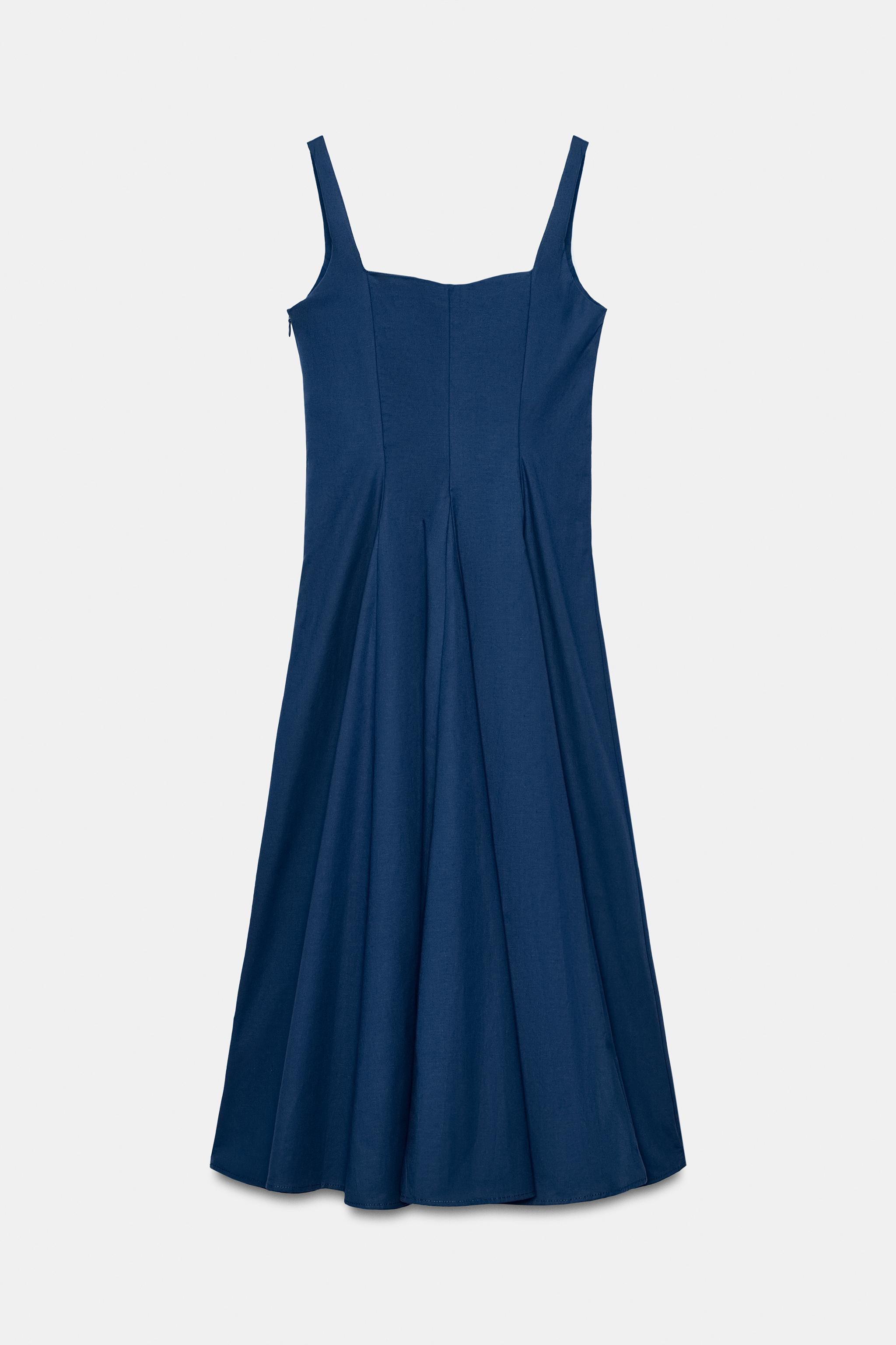 POPLIN GODET MIDI DRESS | Zara US
