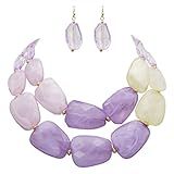 Rosemarie Collections Women's Ombre Polished Resin Statement Necklace Earring Set (Lavender Purple) | Amazon (US)